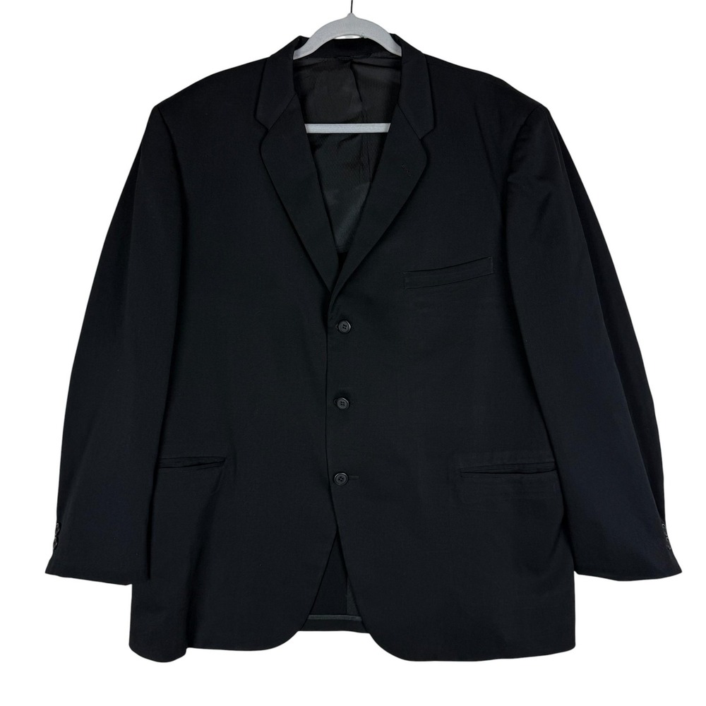 Vintage Towncraft Plus Suit Jacket Mens 48 Black Notch Lapel Classic Fit USA